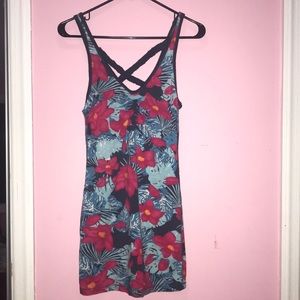 BodyCon Tropical Floral Hollister Dress, Pink/Blue